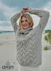 Women's Aran Cowl Neck Chunky Sweater | Oatmeal
