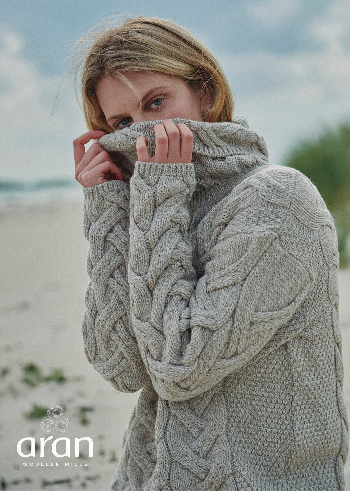 Aran Cowl Neck Chunky Sweater | Oatmeal