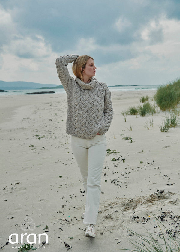 Aran Cowl Neck Chunky Sweater | Oatmeal