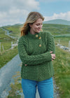 Aran 3 Buttons Trellis Cardigan | Green