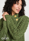 Aran Merino Wool Trellis Cardigan | Green