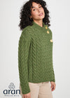 Aran Merino Wool Trellis Cardigan | Green