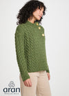 Aran Merino Wool Trellis Cardigan | Green