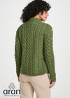 Aran Merino Wool Trellis Cardigan | Green