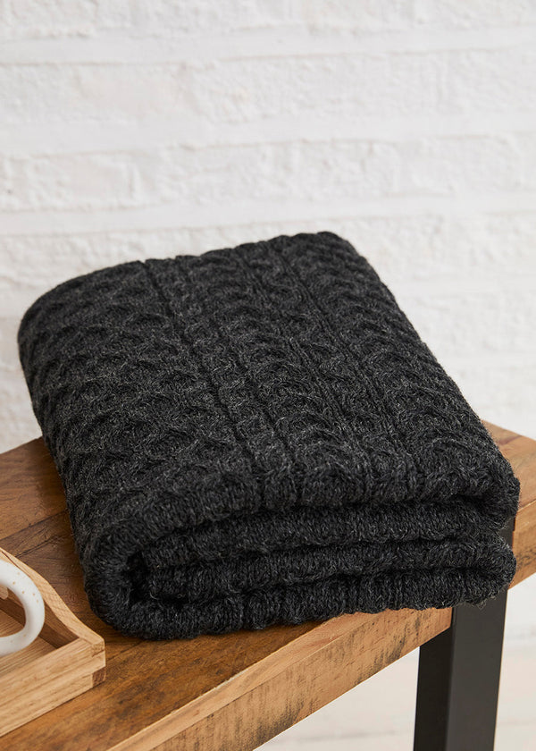 Aran Honeycomb Blanket | Charcoal