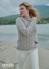 Listowel Ladies Aran Cabled Sweater | Oatmeal