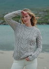 Listowel Ladies Aran Cabled Sweater | Oatmeal