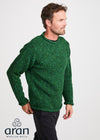 Donegal Roll Neck Fisherman Sweater - Green Fleck | 100% Wool