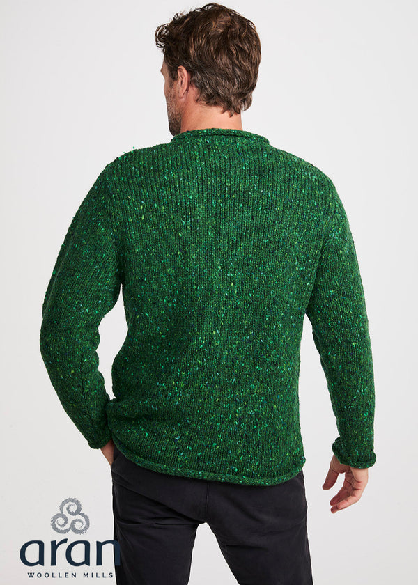 Donegal Roll Neck Fisherman Sweater | Green