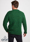 Donegal Roll Neck Fisherman Sweater - Green Fleck | 100% Wool