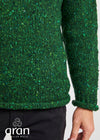 Donegal Roll Neck Fisherman Sweater - Green Fleck | 100% Wool
