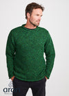 Donegal Roll Neck Fisherman Sweater - Green Fleck | 100% Wool