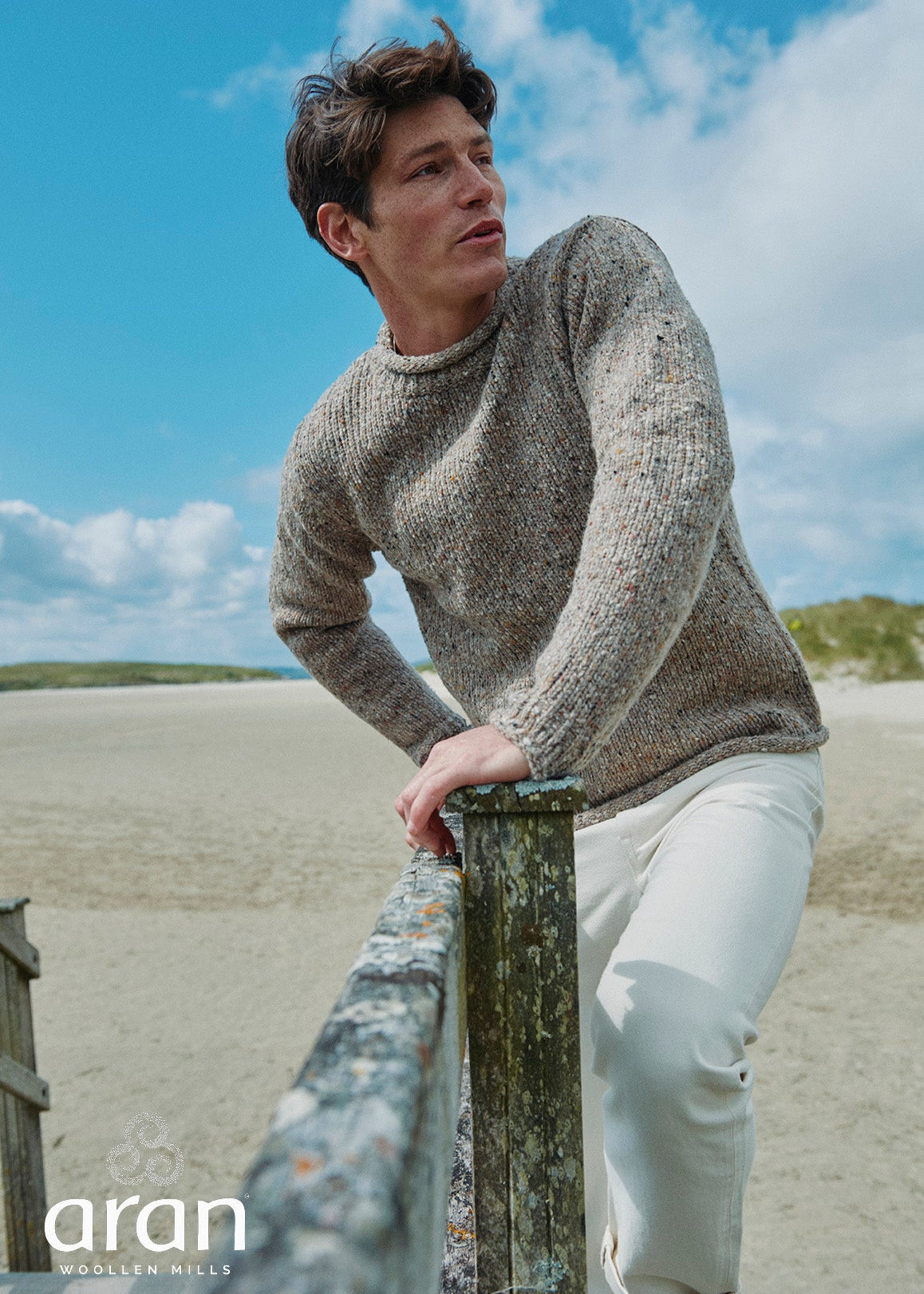 Tweed Roll Neck Mens Sweater 