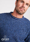 Men's Donegal Roll Neck Fisherman Sweater - Blue Fleck | 100% Pure New Wool
