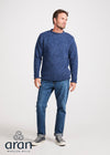 Men's Donegal Roll Neck Fisherman Sweater - Blue Fleck | 100% Pure New Wool