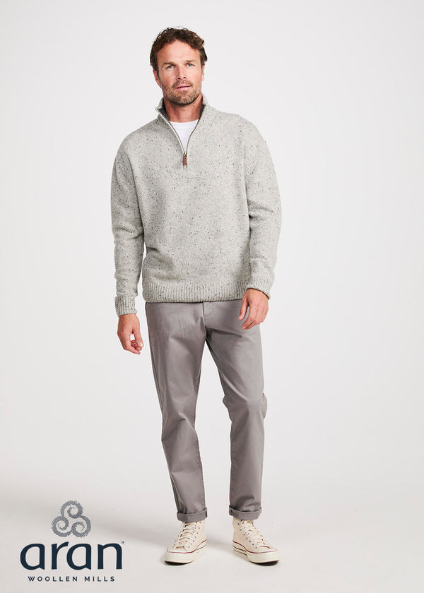 Aran Troyer Zip Sweater | Grey