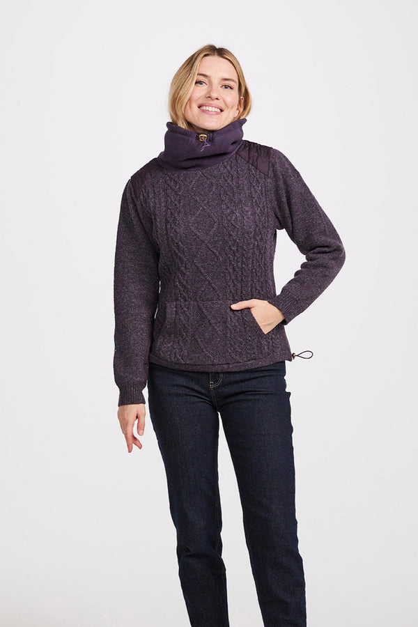 Women's Lined Aran Cowlneck Sweater