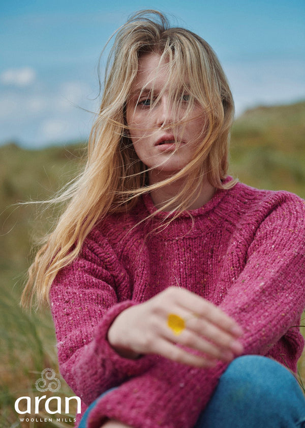 Donegal Roll Neck Sweater | Pink