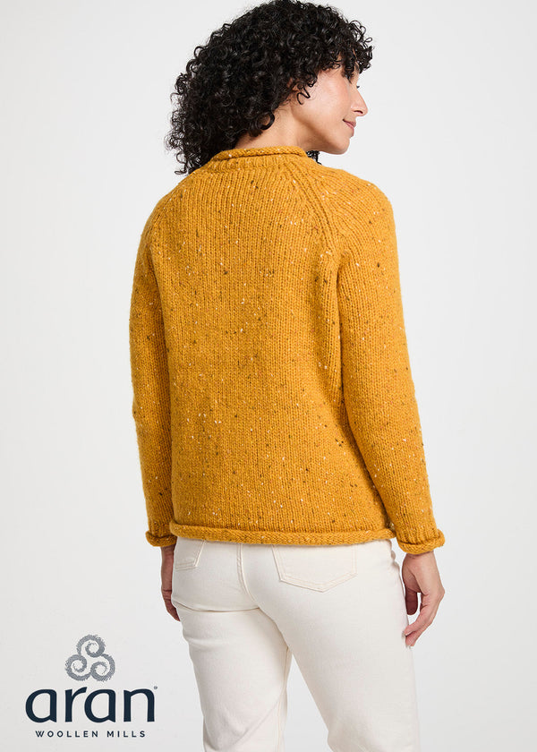 Ladies Donegal Roll Neck Sweater - Sunflower | 100% Wool Knitwear