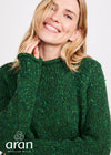 Ladies Donegal Roll Neck Sweater - Valley Green | 100% Wool Knitwear