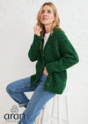 Women's Pure New Wool Tweed Cardigan - Valley Green | Irish Aran Knitwear