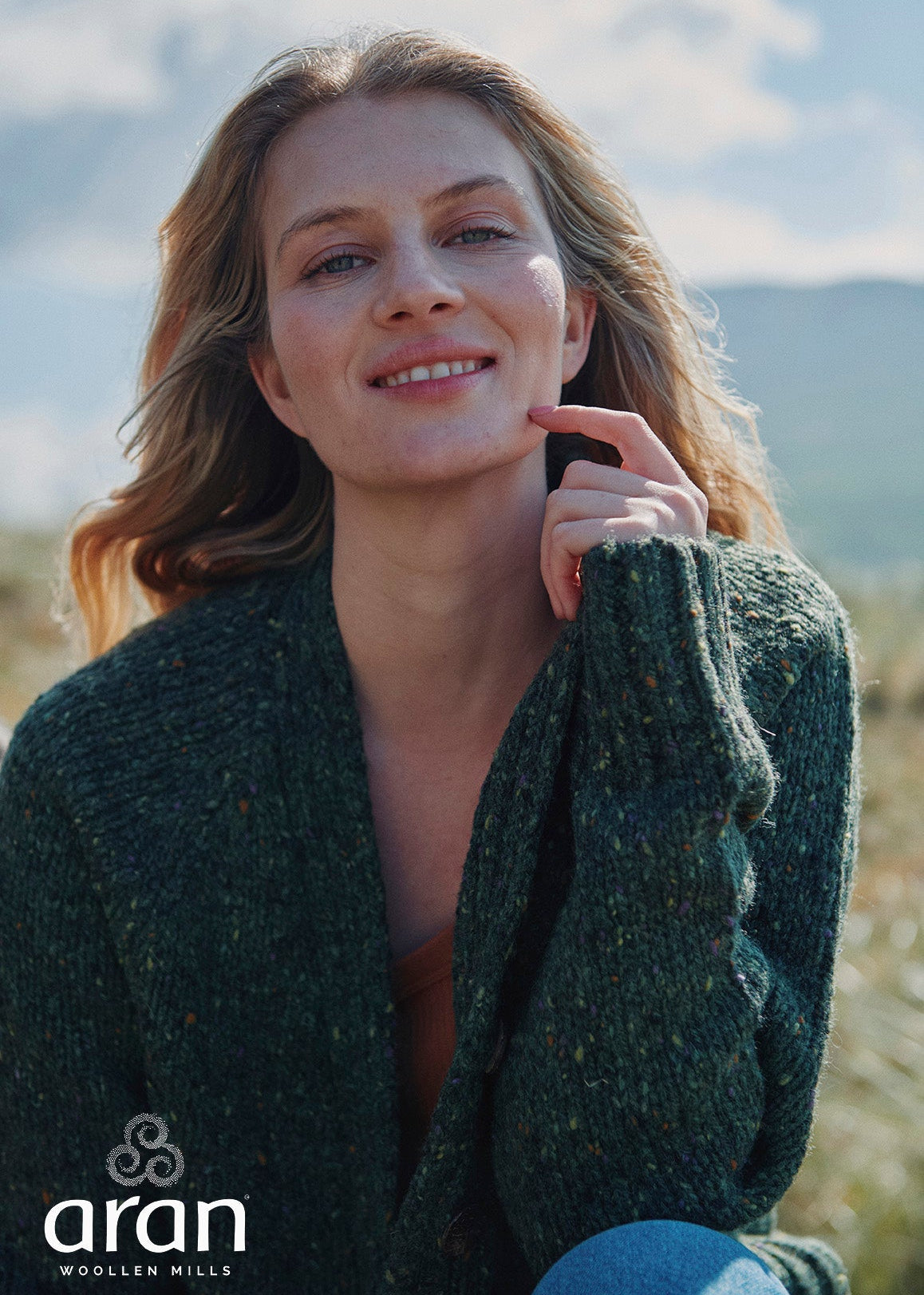 Women's Donegal Tweed Cardigan with Pockets