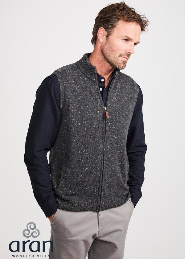 Men's Aran Nepped Gilet | Graphite