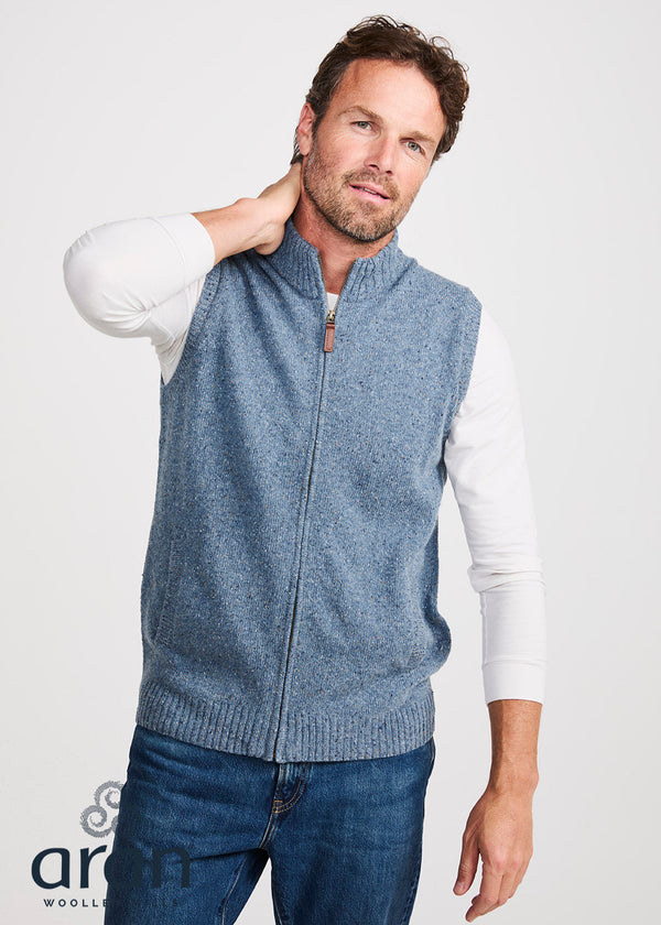 Men's Aran Nepped Gilet | Blue
