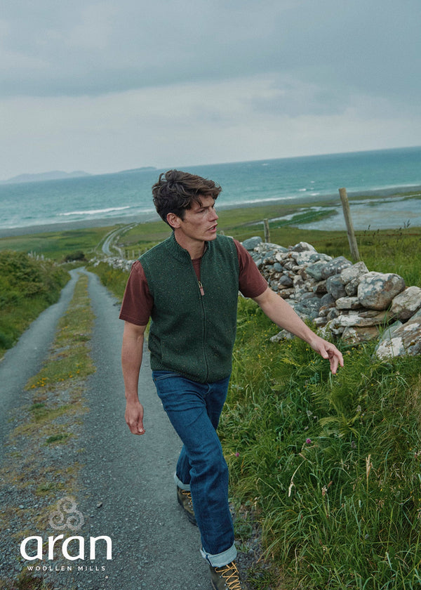 Men's Aran Nepped Gilet | Green 