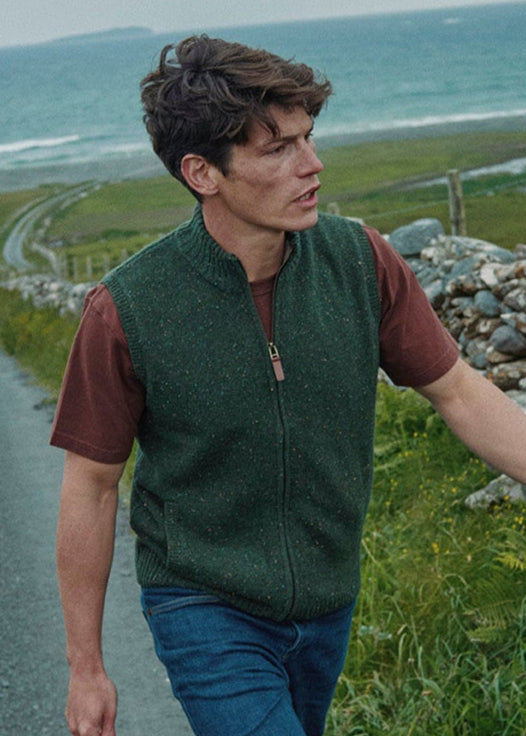 Men's Aran Nepped Gilet | Green