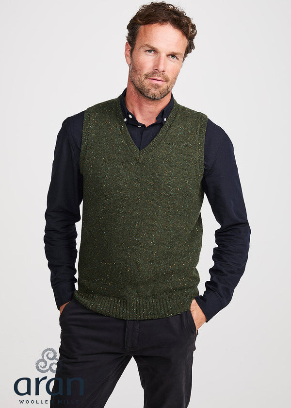 Men's Aran Nepped Vest | Green