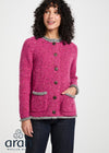 Ladies Raglan Donegal Tweed Cardigan - Pink/Grey