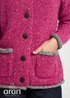 Ladies Raglan Donegal Tweed Cardigan - Pink/Grey