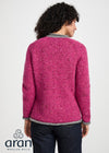 Ladies Raglan Donegal Tweed Cardigan - Pink/Grey