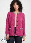 Ladies Raglan Donegal Tweed Cardigan - Pink/Grey