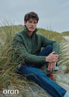 Handknit Men's Aran Cardigan | Green