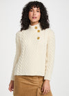 Aran 3 Buttons Trellis Cardigan | Natural