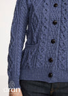 Women's Aran Cardigan in Denim Blue 