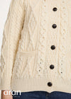 Ladies Aran Cardigan | 100% Wool | Natural