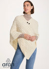 Aran Pure Wool Poncho | Natural 