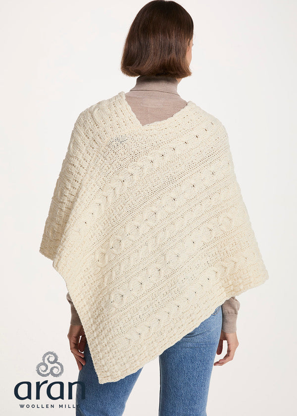 Aran Pure Wool Poncho | Natural 