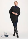 Aran Pure Wool Poncho | Charcoal 