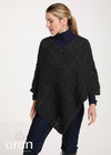 Aran Pure Wool Poncho | Charcoal 