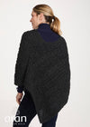 Aran Pure Wool Poncho | Charcoal 