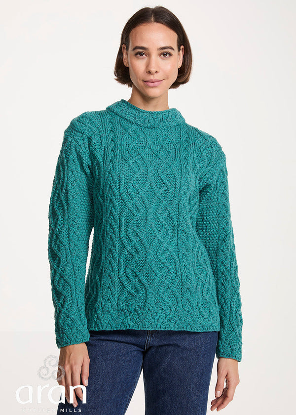 St. Bridget's Weave Aran Sweater | Teal