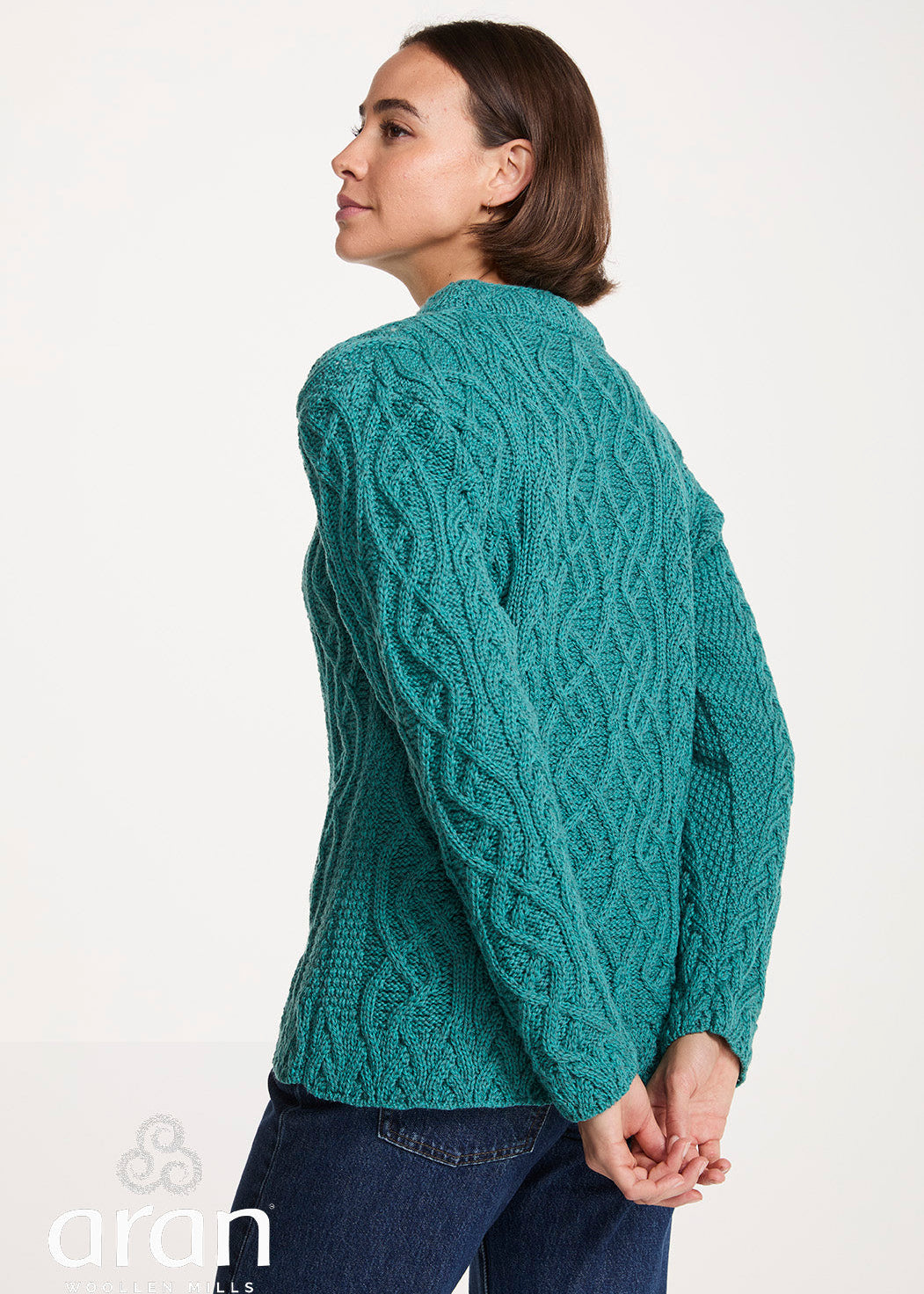 St. Bridget's Weave Aran Sweater | Teal