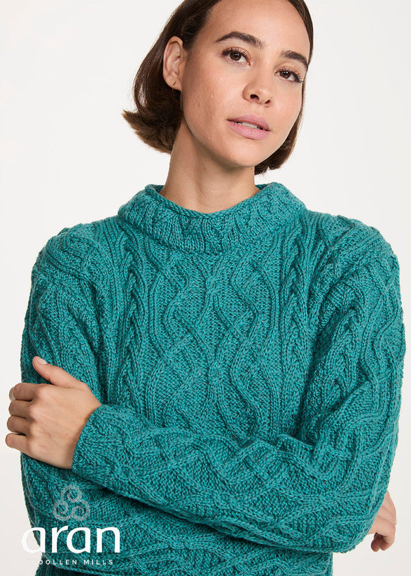 St. Bridget's Weave Aran Sweater | Teal