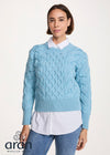 Crop Cable Knit Aran Sweater | Sky Blue
