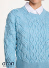 Crop Cable Knit Aran Sweater | Sky Blue