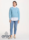 Crop Cable Knit Aran Sweater | Sky Blue